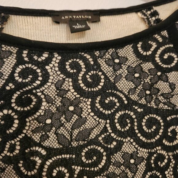 Ann Taylor 🤩  Bonded Black Lace Top Excellent Condition Large - Picture 7 of 7